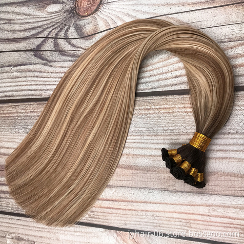 Top Quality European Cuticle Human Hair Double Drawn Hand Tied Weft Hair Extension